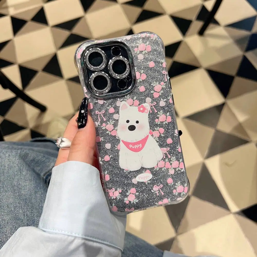 Shimmer Furr dog Case With Pendant Charm