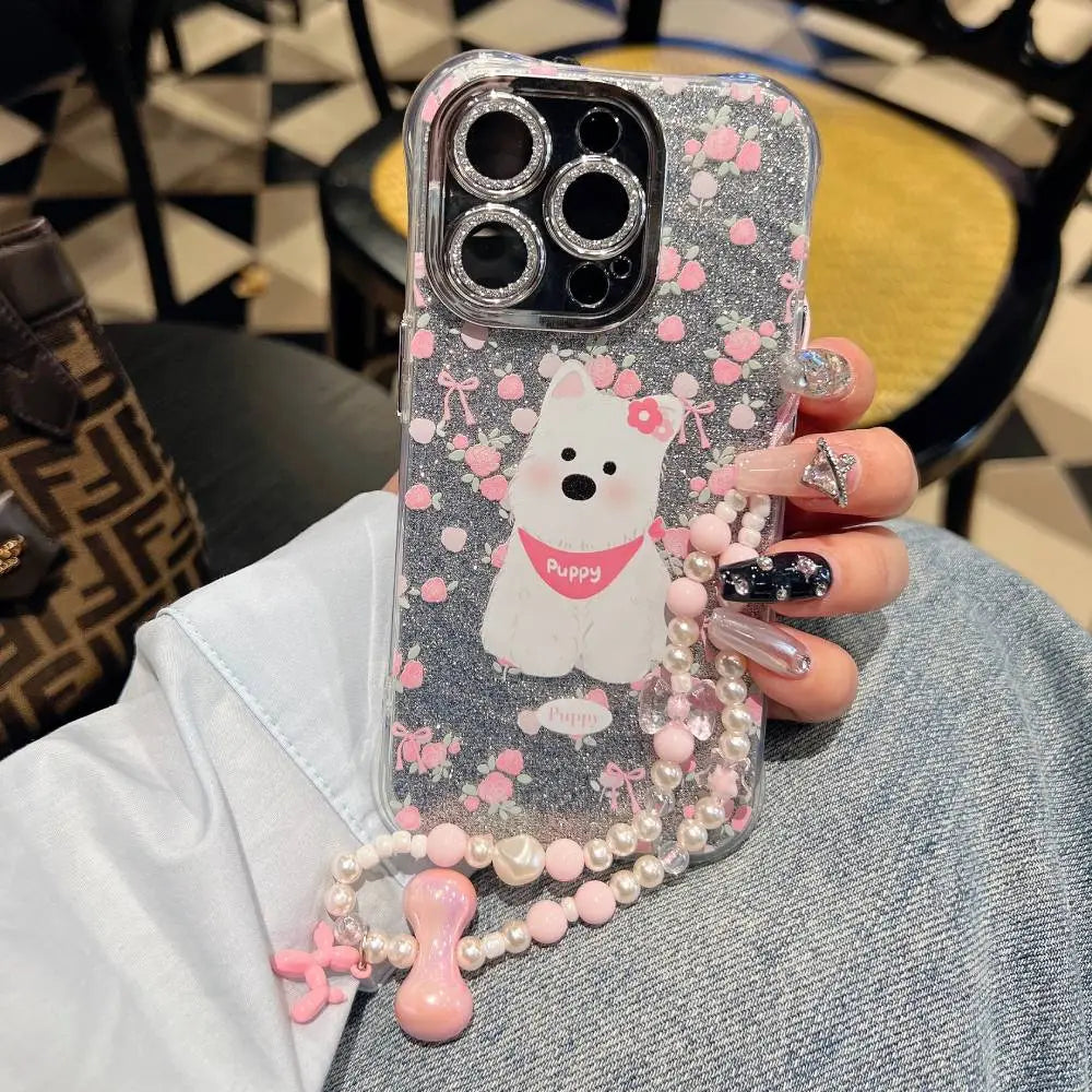 Shimmer Furr dog Case With Pendant Charm