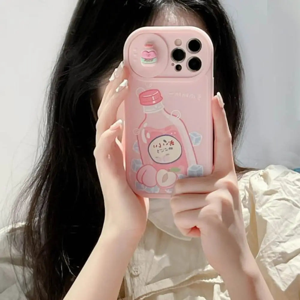 Peach Soda Bottle Camera slider iPhone Case – Kawaii Ice Edition