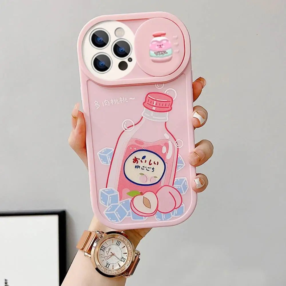 Peach Soda Bottle Camera slider iPhone Case – Kawaii Ice Edition