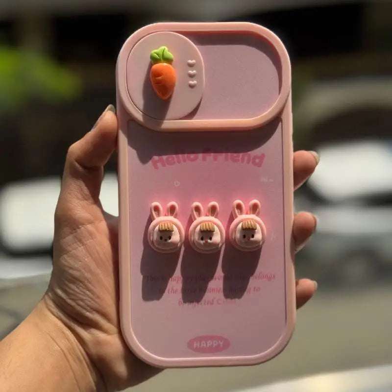 Bunny Trio Carrot Camera Slider Case