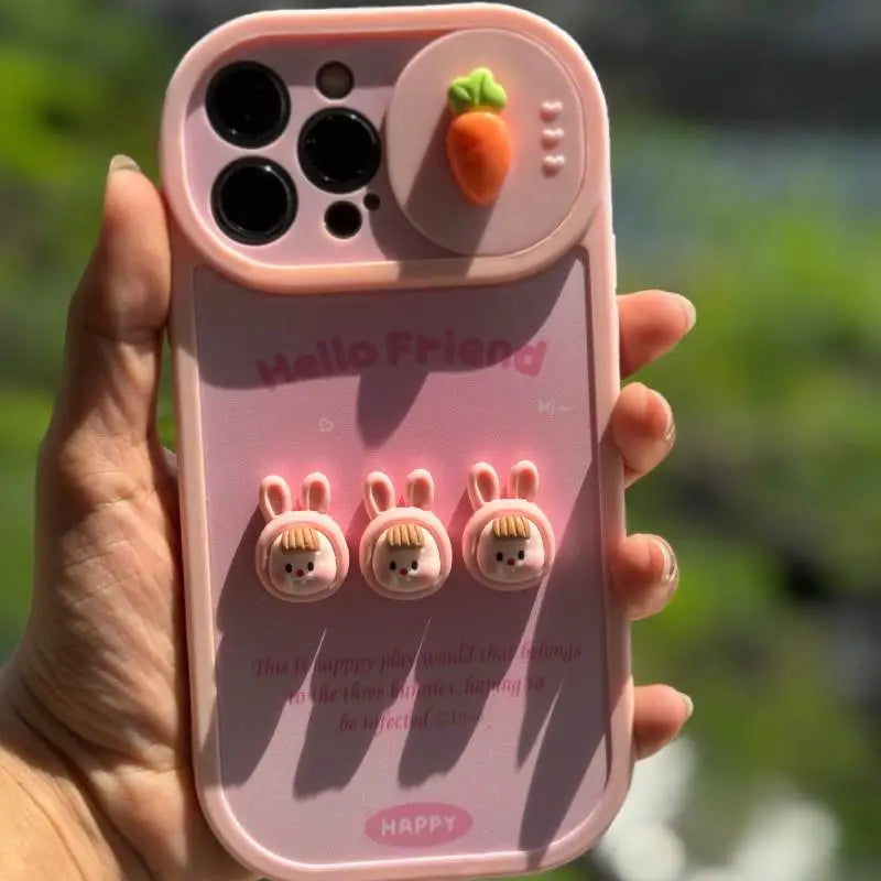 Bunny Trio Carrot Camera Slider Case