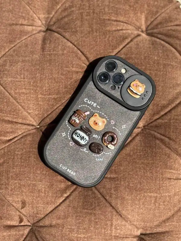 Choco Bear Cafe Camera Slider Case