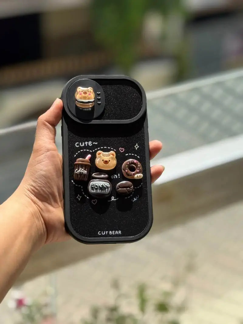 Choco Bear Cafe Camera Slider Case