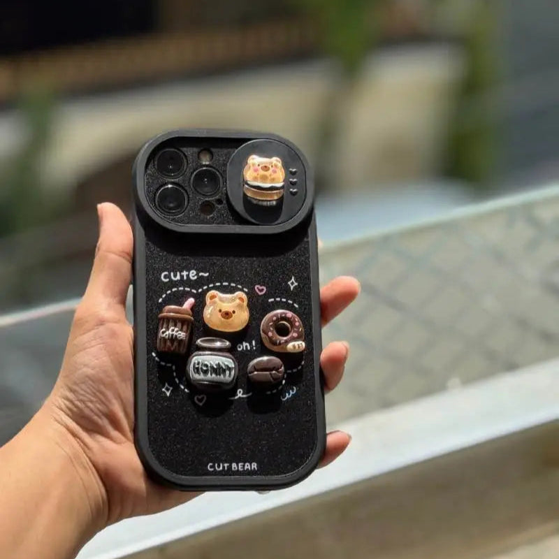 Choco Bear Cafe Camera Slider Case