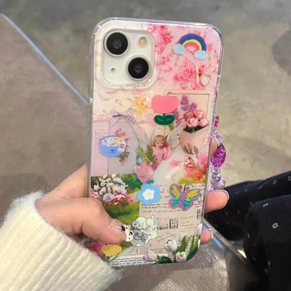 Dreamy Fairycore iPhone Case with Beaded Charm