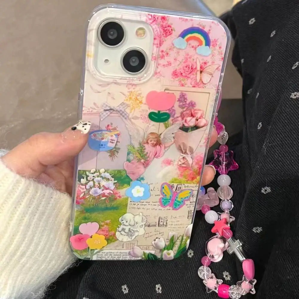 Dreamy Fairycore iPhone Case with Beaded Charm