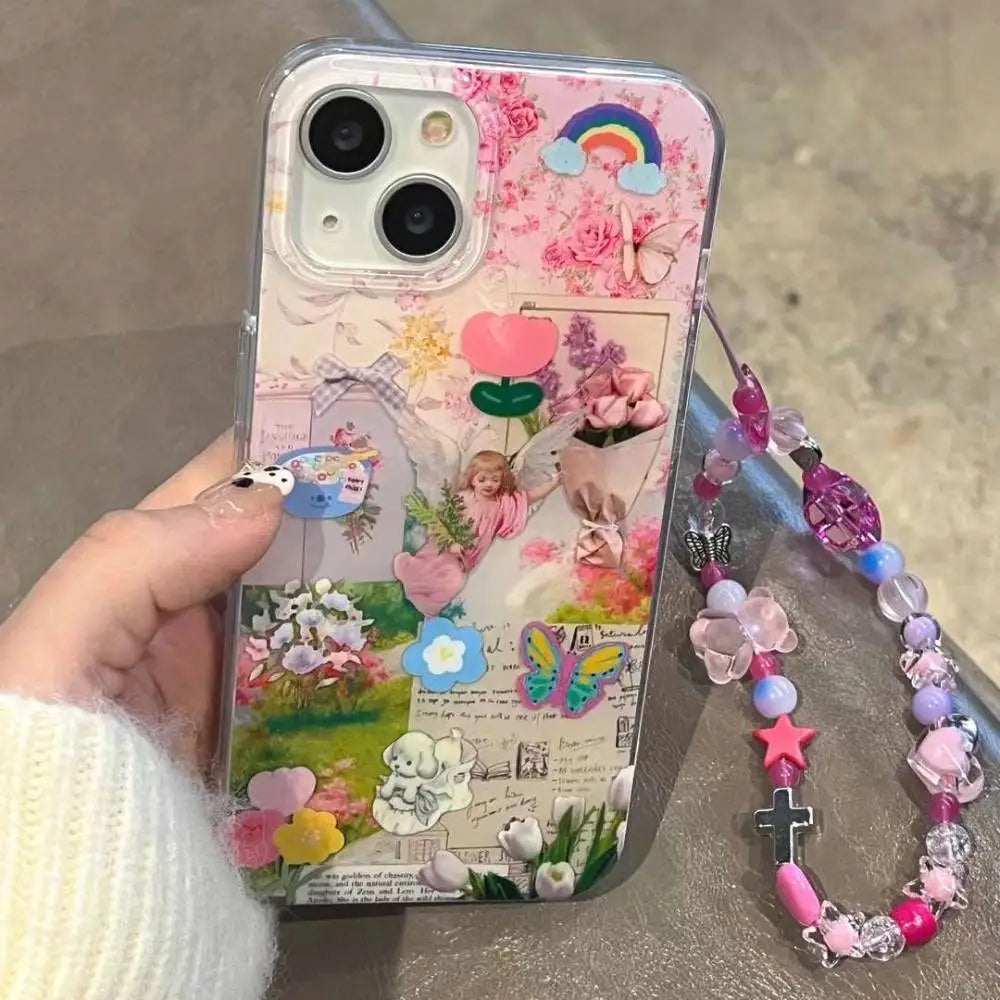 Dreamy Fairycore iPhone Case with Beaded Charm