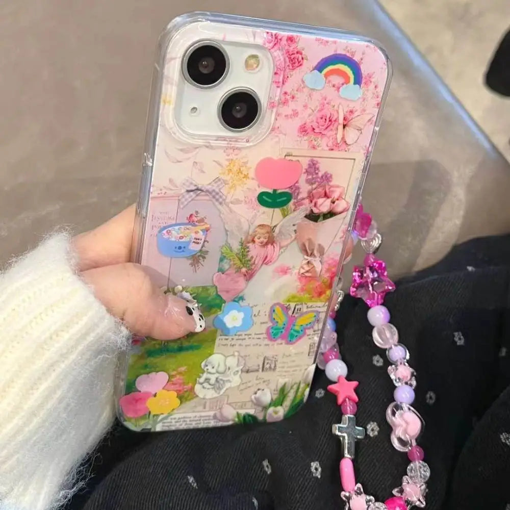 Dreamy Fairycore iPhone Case with Beaded Charm