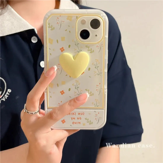 Yellow Heart Phone Stand Case