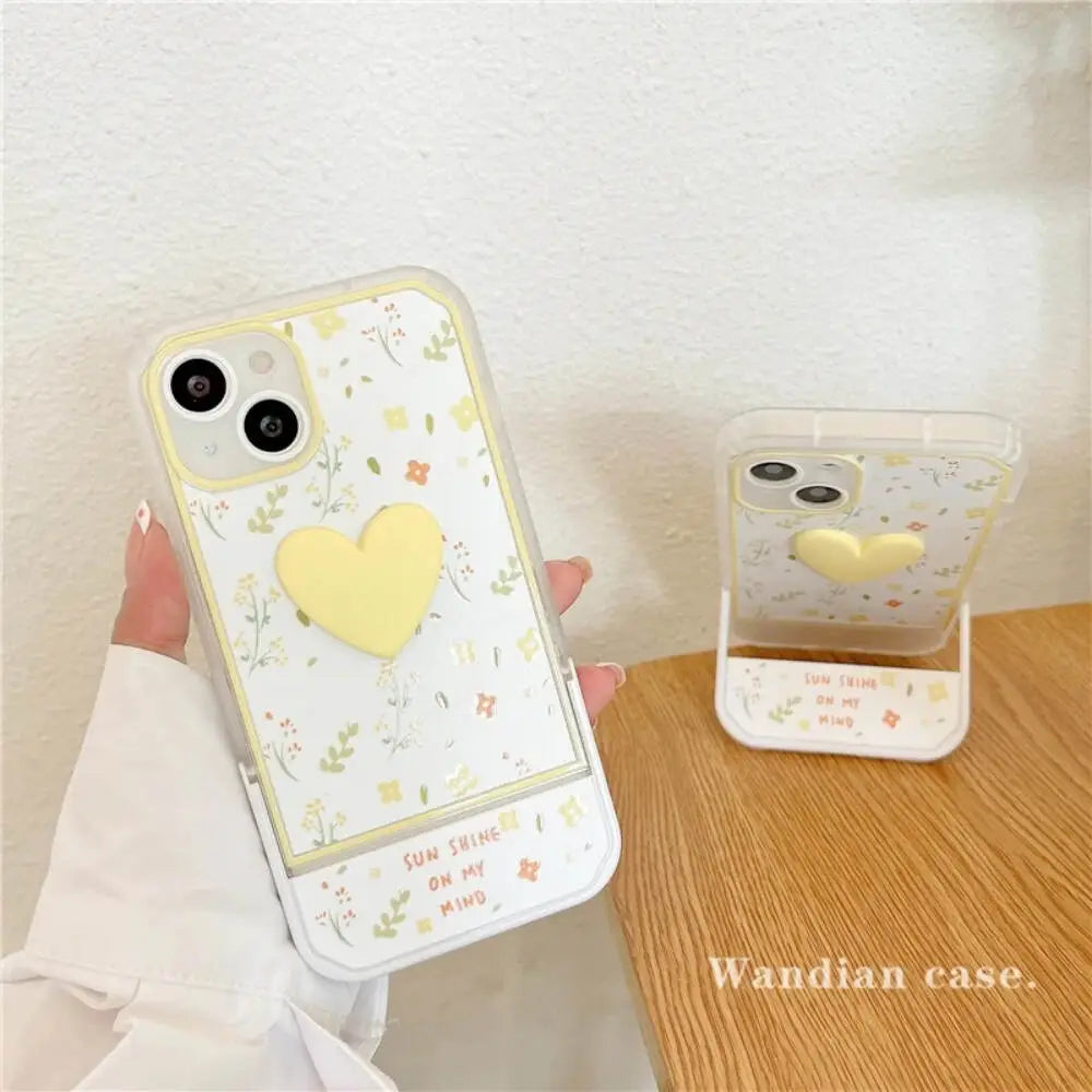 Yellow Heart Phone Stand Case