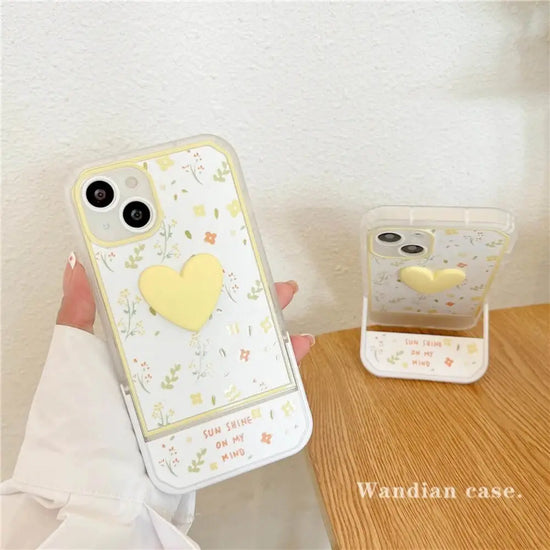 Yellow Heart Phone Stand Case