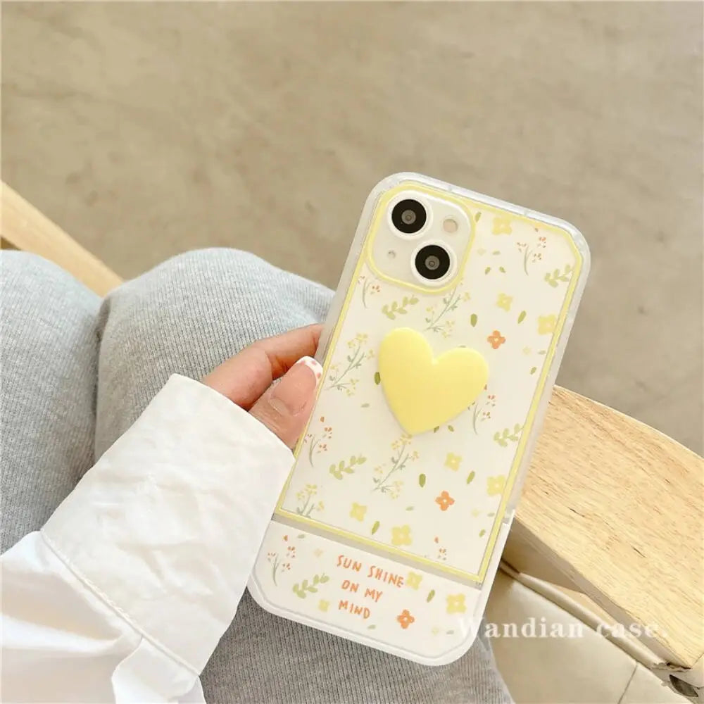 Yellow Heart Phone Stand Case