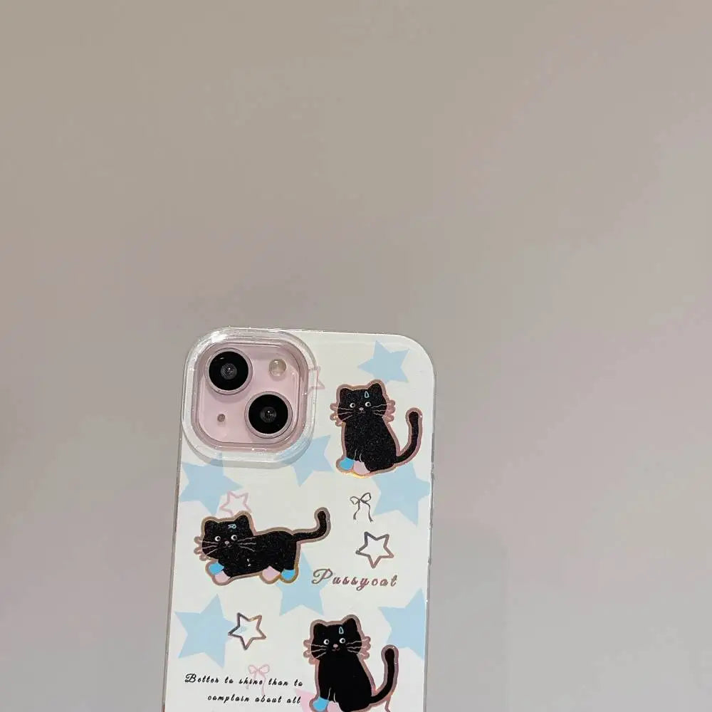 Black Pussy Cat Sprinkle Glitter Case