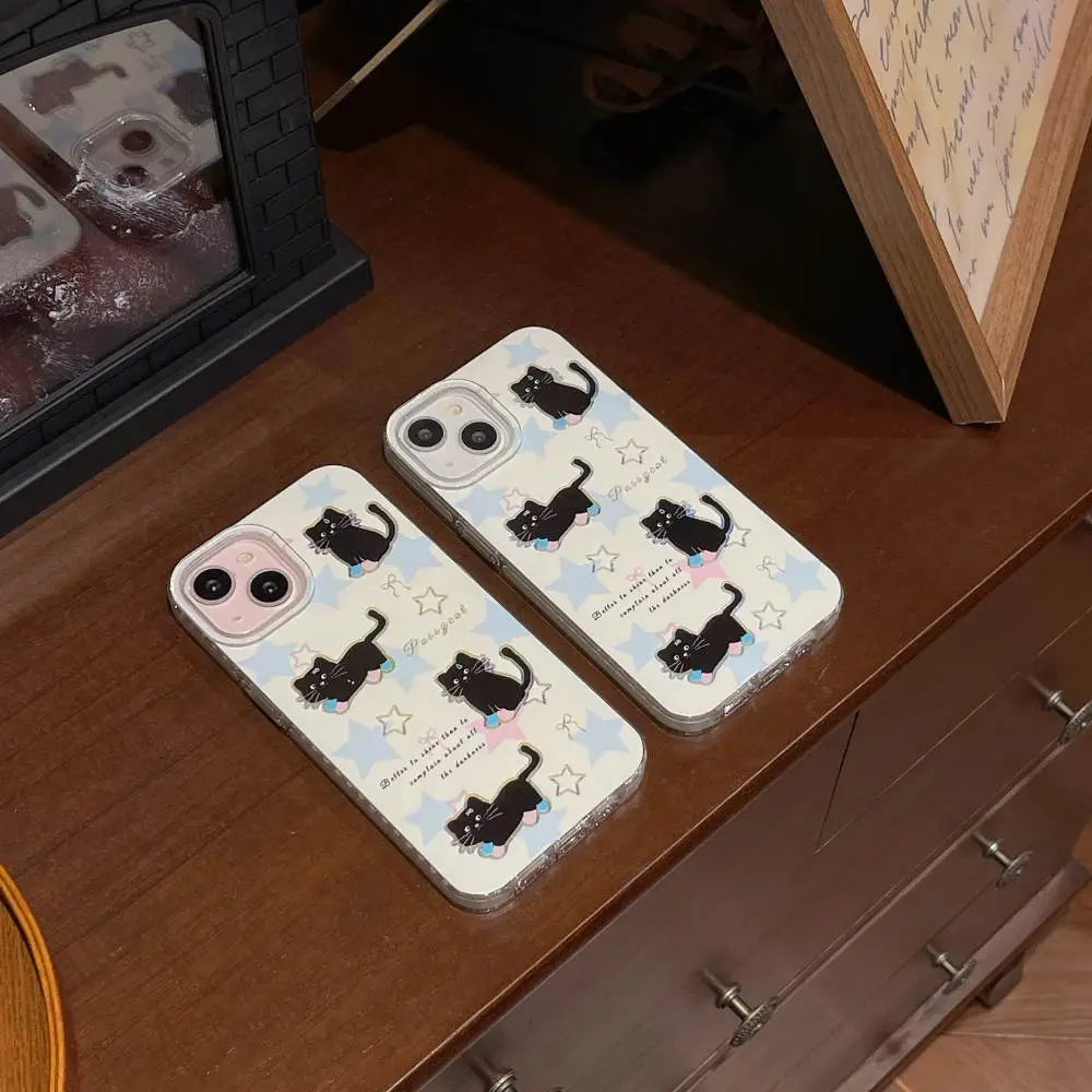Black Pussy Cat Sprinkle Glitter Case