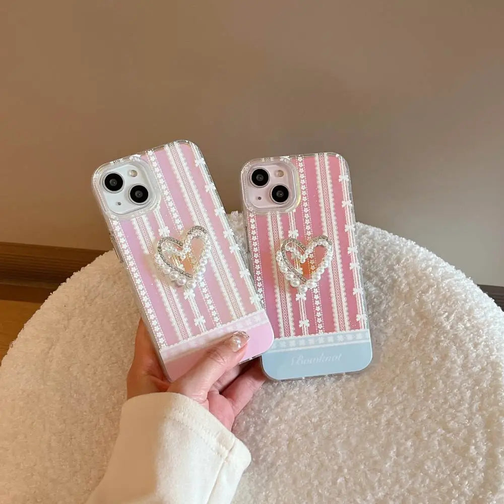 Cute Hologram Translucent Heart Pendant Case