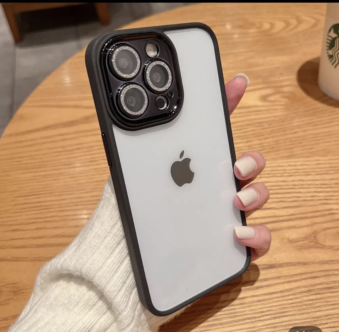 Iphone Transparent with Glitter Camera Lens