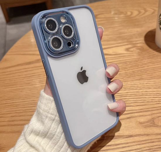 Iphone Transparent with Glitter Camera Lens