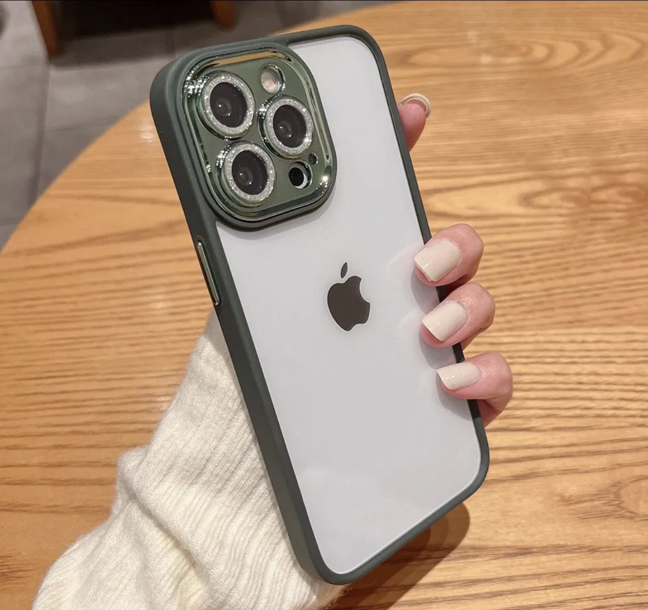 Iphone Transparent with Glitter Camera Lens