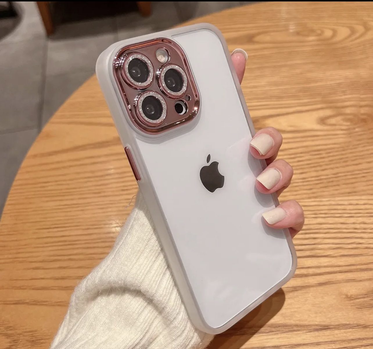 Iphone Transparent with Glitter Camera Lens