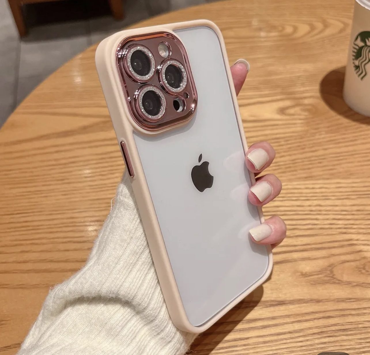 Iphone Transparent with Glitter Camera Lens