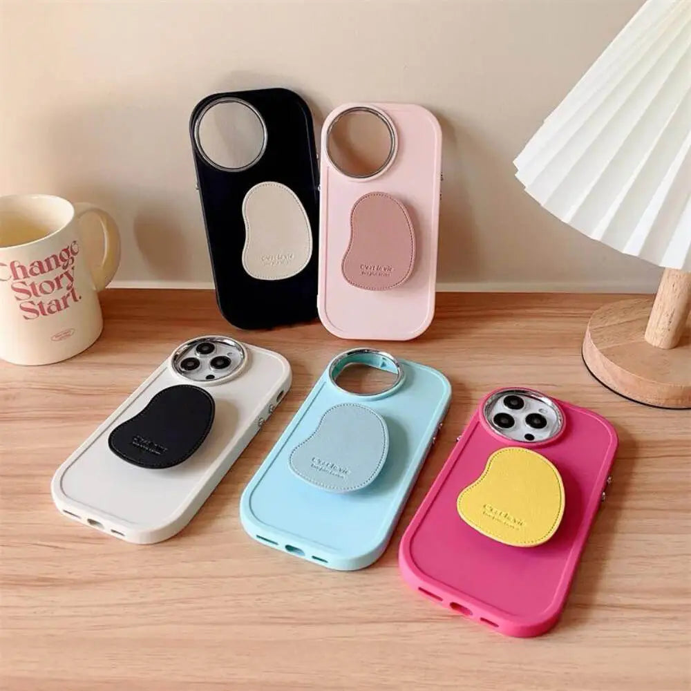 Pastel Silicon Case With Leather Pop Socket