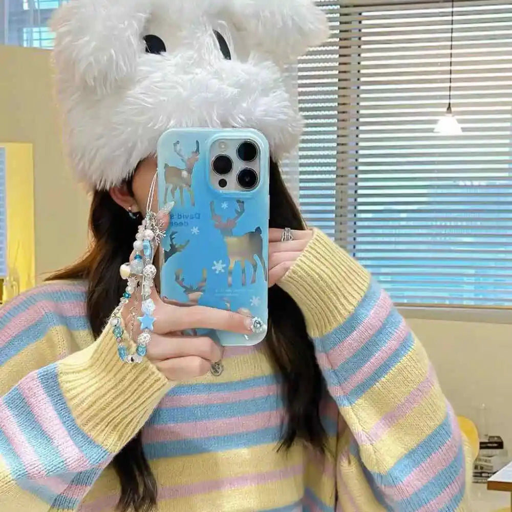 Holographic Deer Case With Pendant Charm