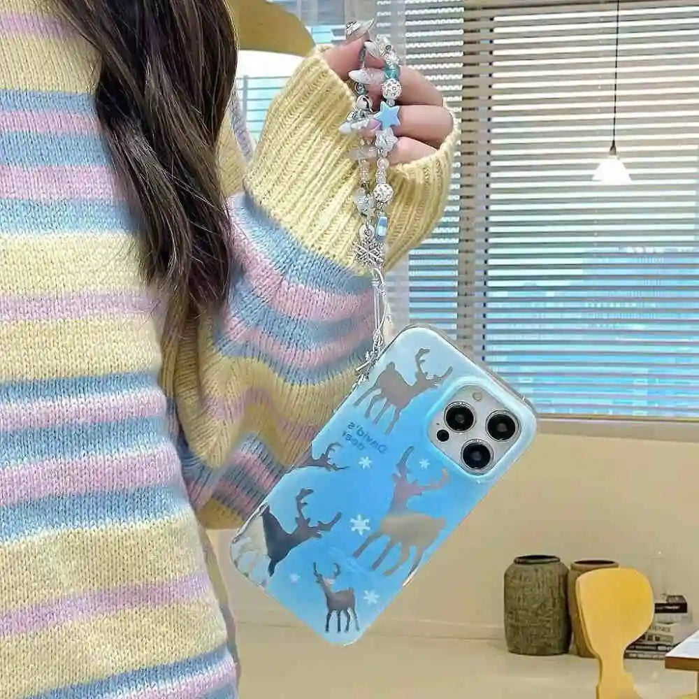 Holographic Deer Case With Pendant Charm