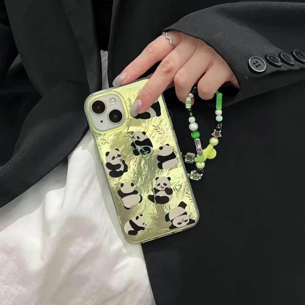 Panda Parade Phone Case With Cute Pendant Charm