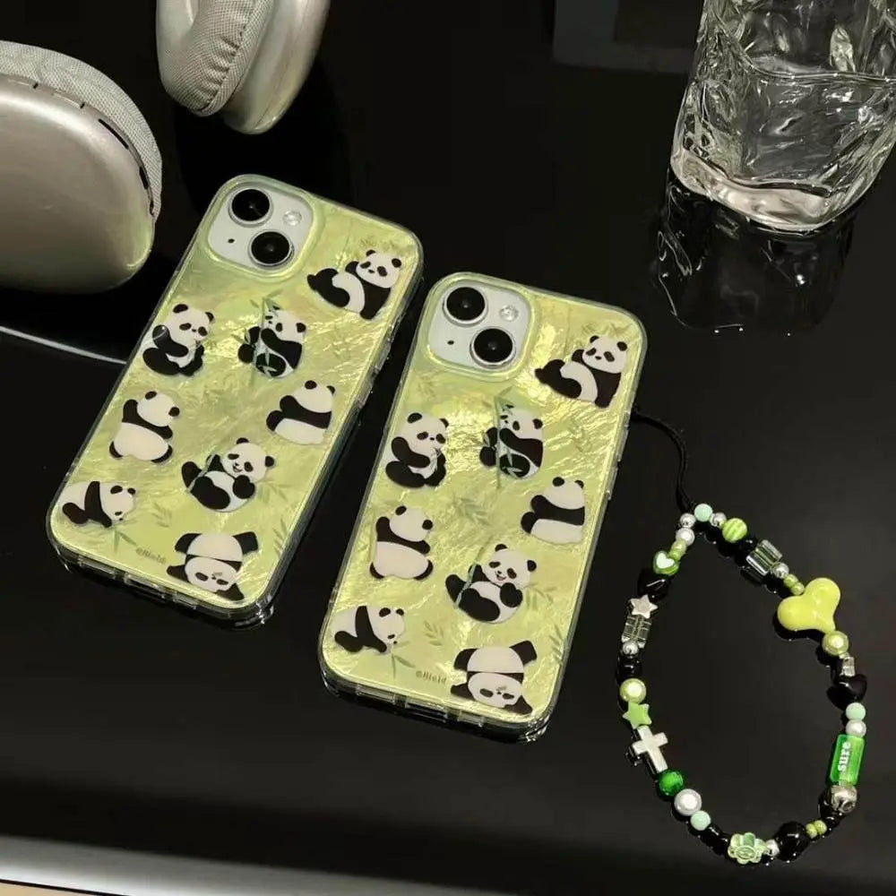 Panda Parade Phone Case With Cute Pendant Charm