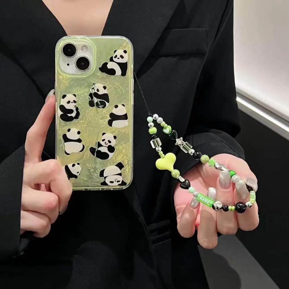 Panda Parade Phone Case With Cute Pendant Charm