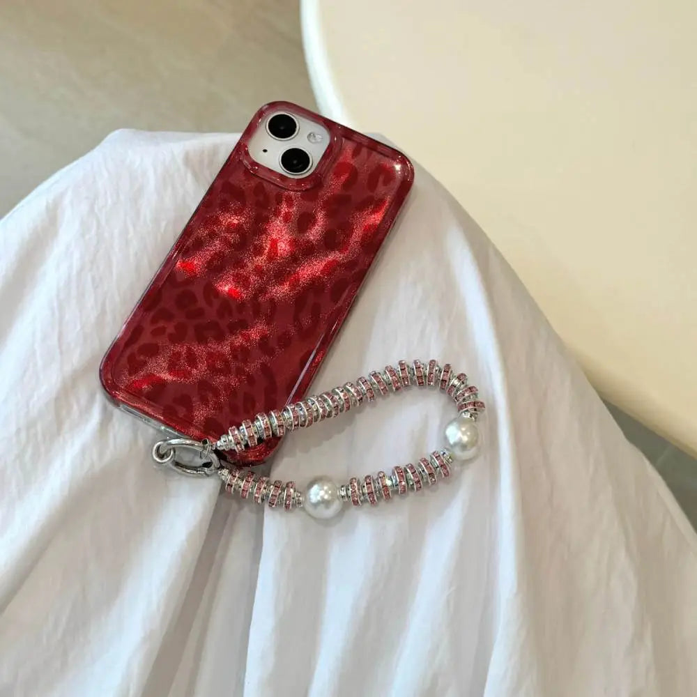 Ruby Luxe Leopard Case with Pendant Charm