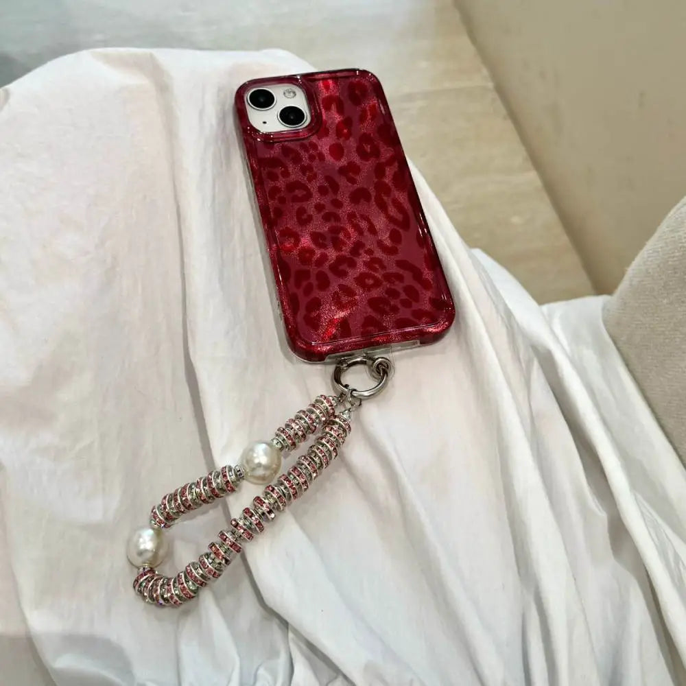 Ruby Luxe Leopard Case with Pendant Charm