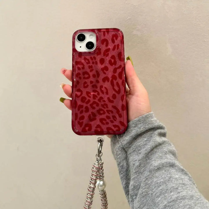 Ruby Luxe Leopard Case with Pendant Charm