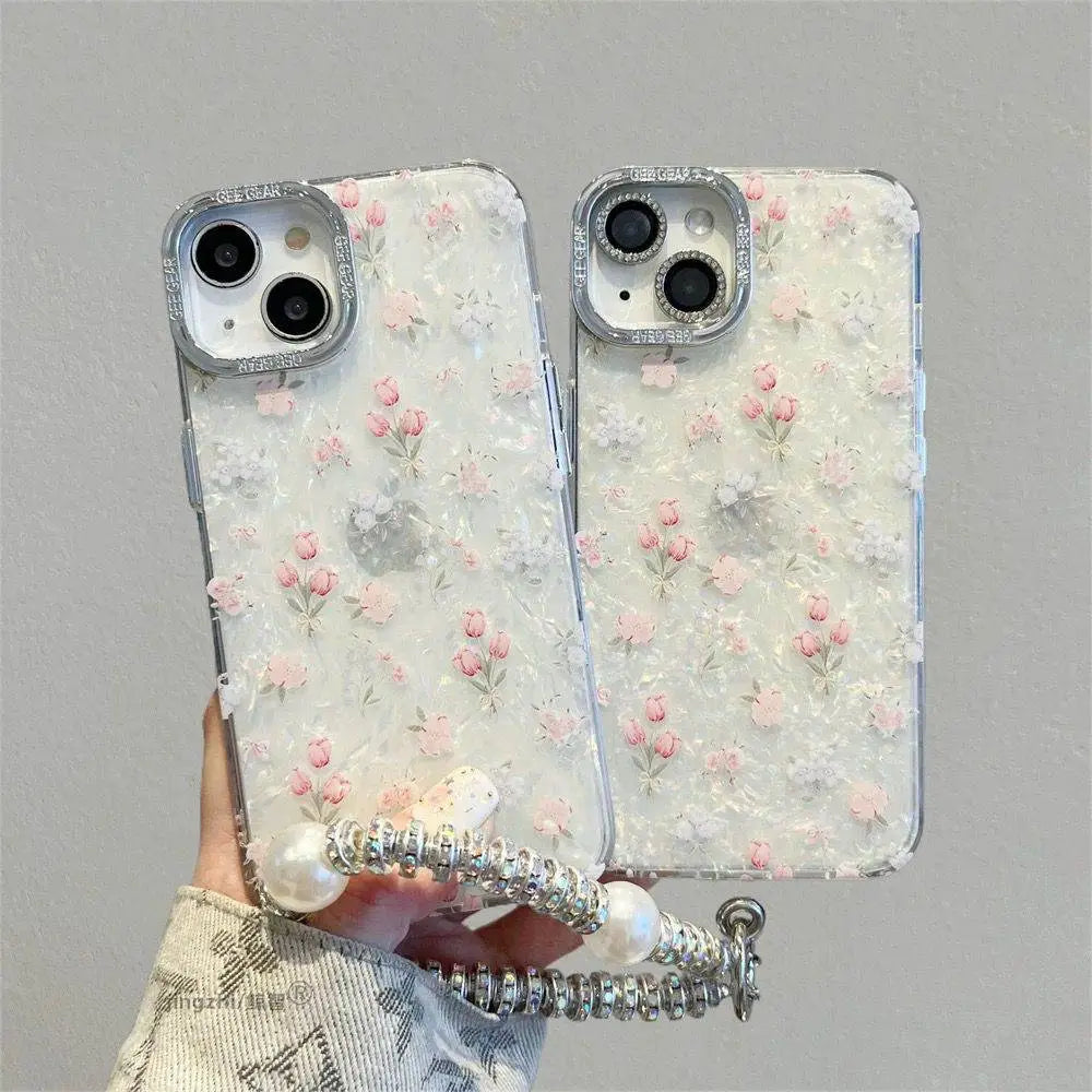 Floral Elegance Case with Pendant Charm