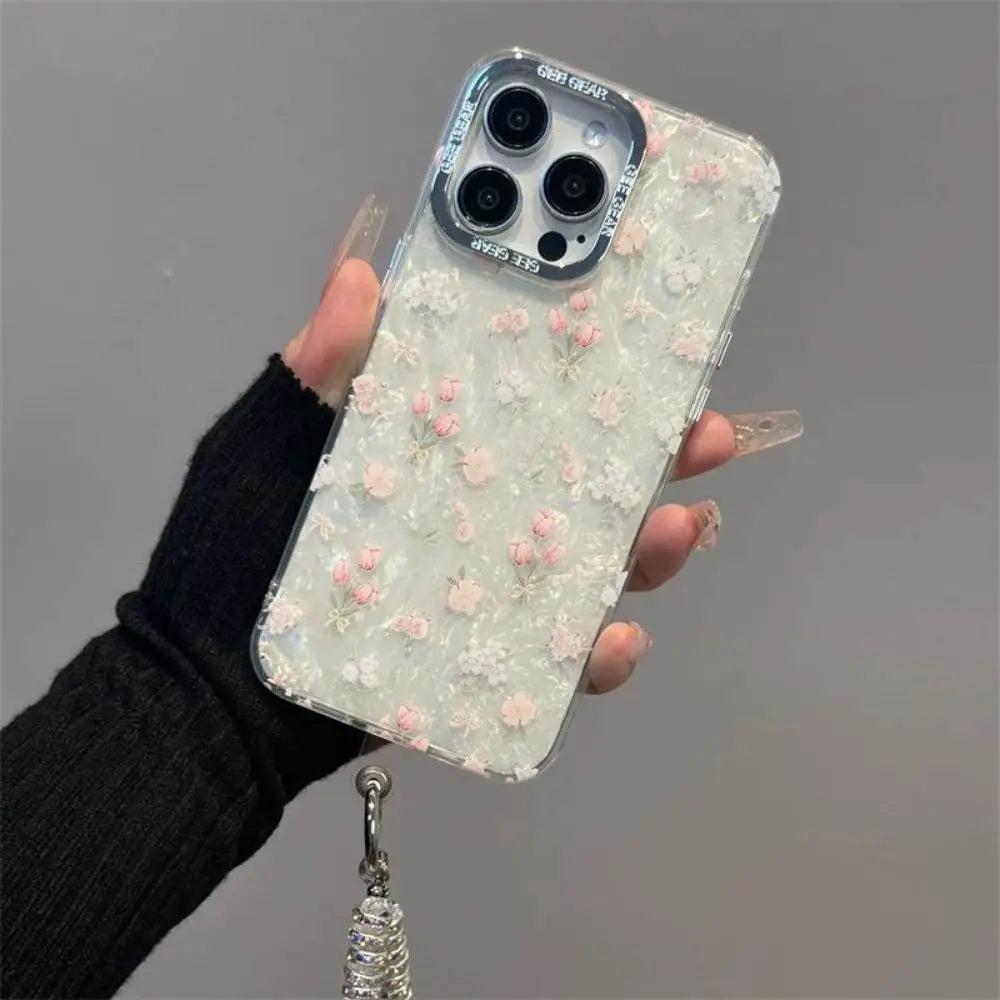 Floral Elegance Case with Pendant Charm
