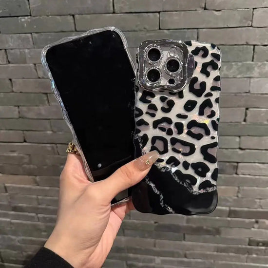 Luxe Leopard Glow Case with Charm and Phone Stand