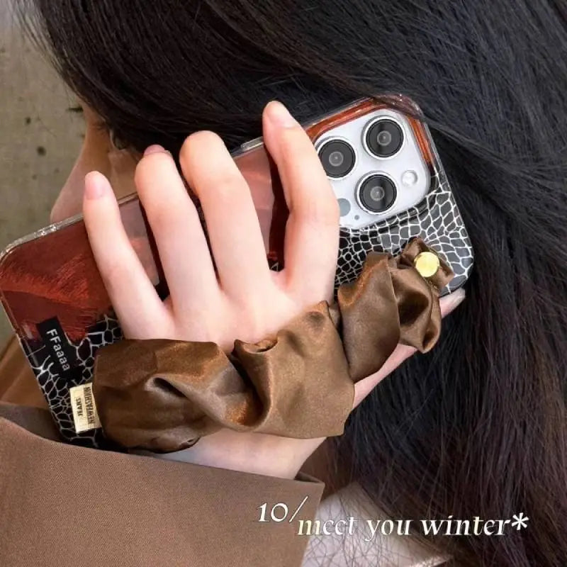 Faux Croc Wood Finish with Scrunchie Handle Case