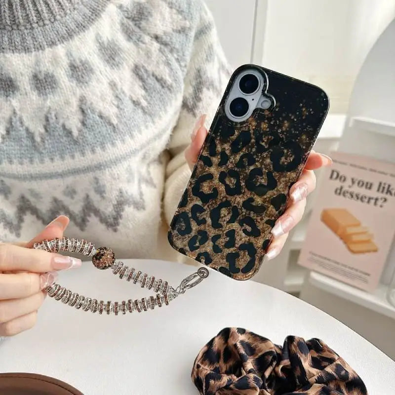 Midnight Gold Leopard Sparkle Case