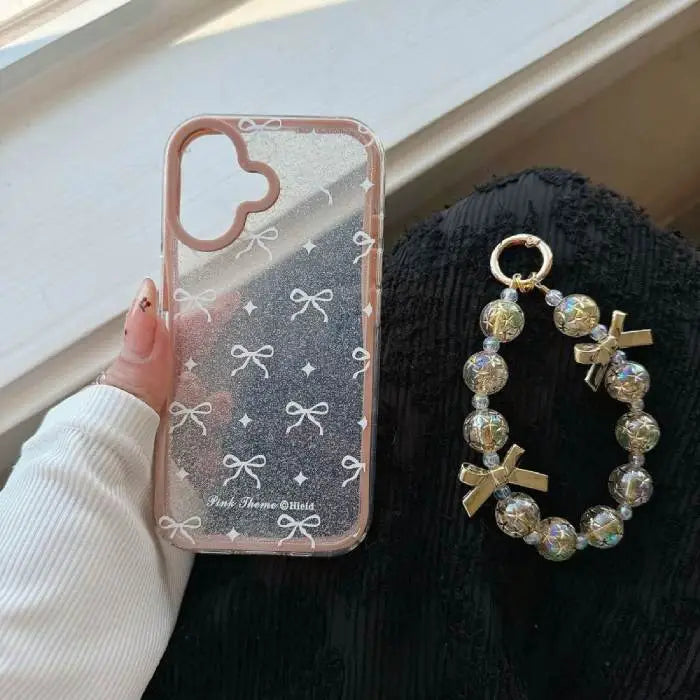Sparkle Crystal Bow iPhone Case with Pendant Charm