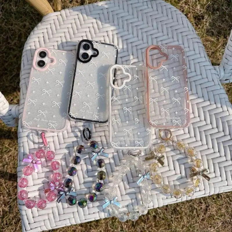 Sparkle Crystal Bow iPhone Case with Pendant Charm
