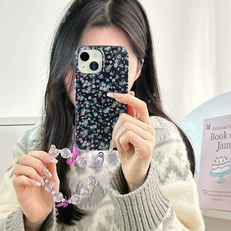 Midnight Meadow Blossom Flower with Pendant Charm Case