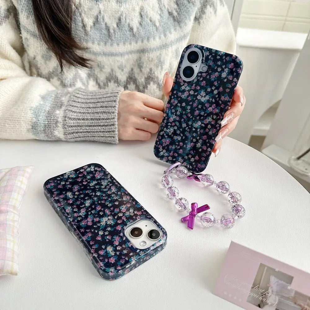 Midnight Meadow Blossom Flower with Pendant Charm Case