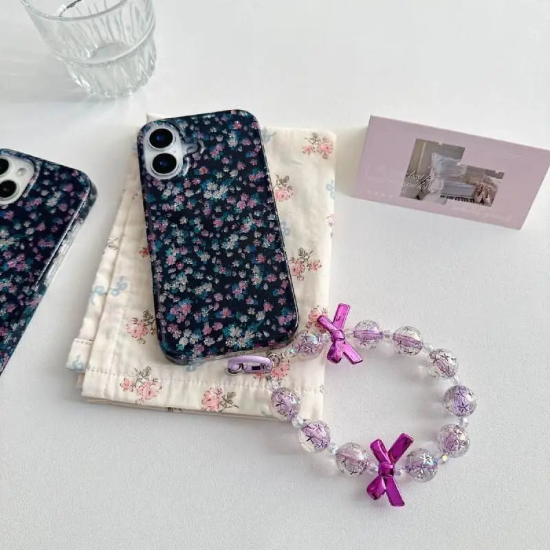 Midnight Meadow Blossom Flower with Pendant Charm Case