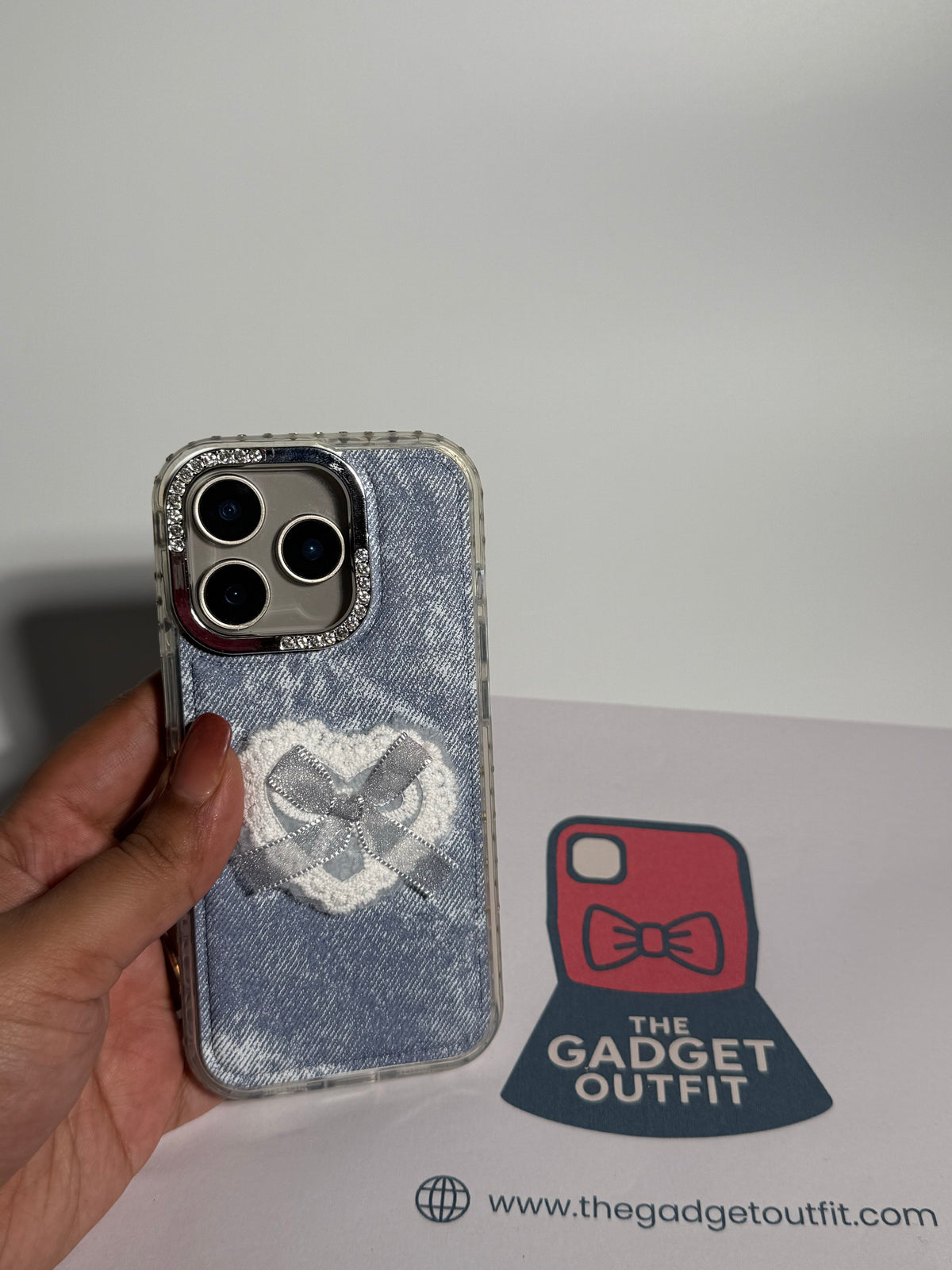 Coquette Denim Heart iPhone Case on iPhone 16 Pro