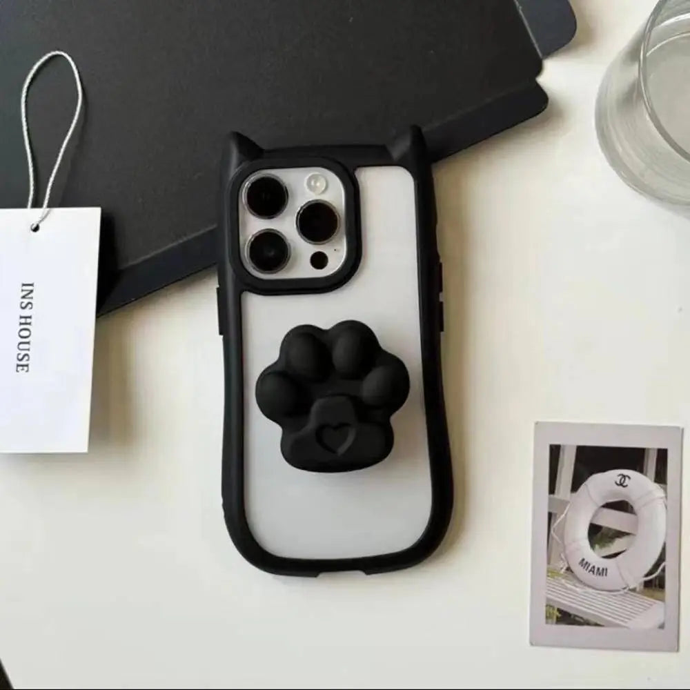 Cat Ear Case With Bow Pop Socket