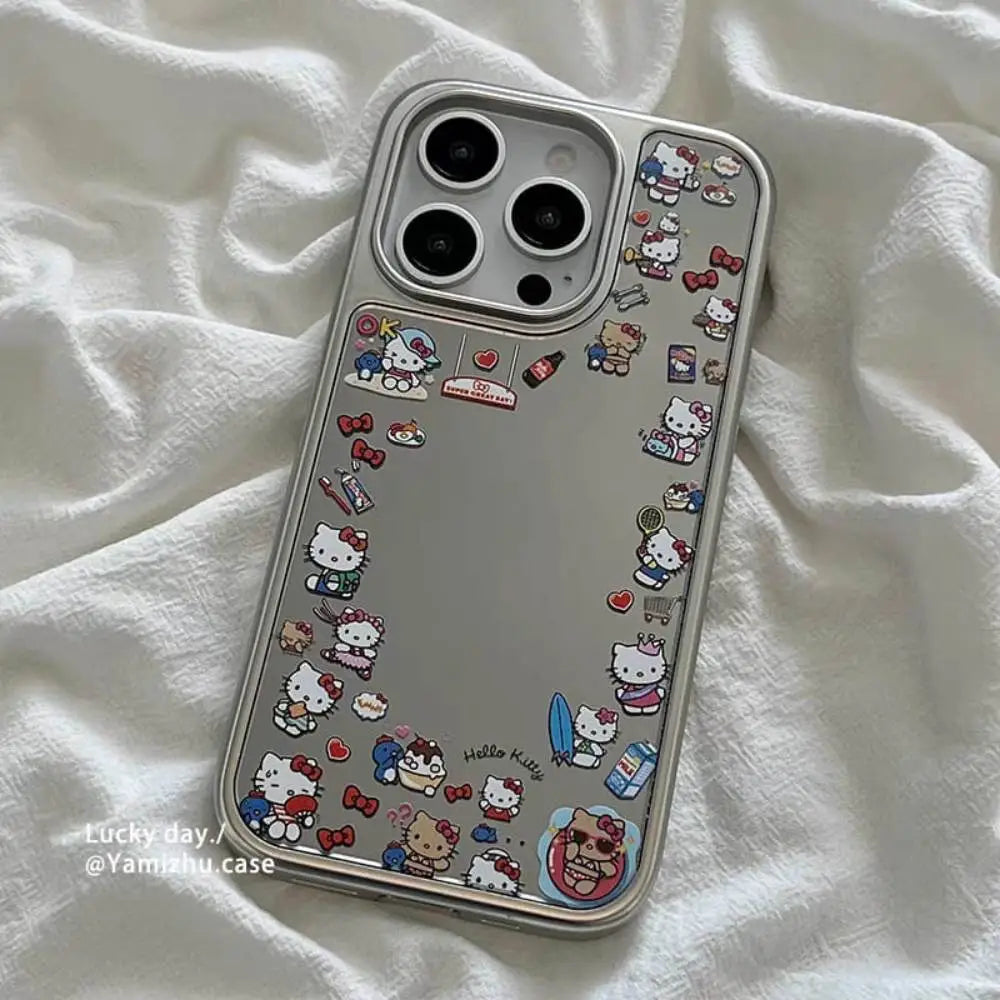 Hello Kitty Mirror iPhone Case with a Beaded Charm Strap