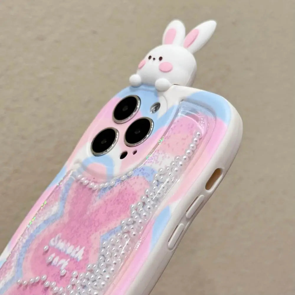 Pink Falling Glitter Bunny Fantasy Case