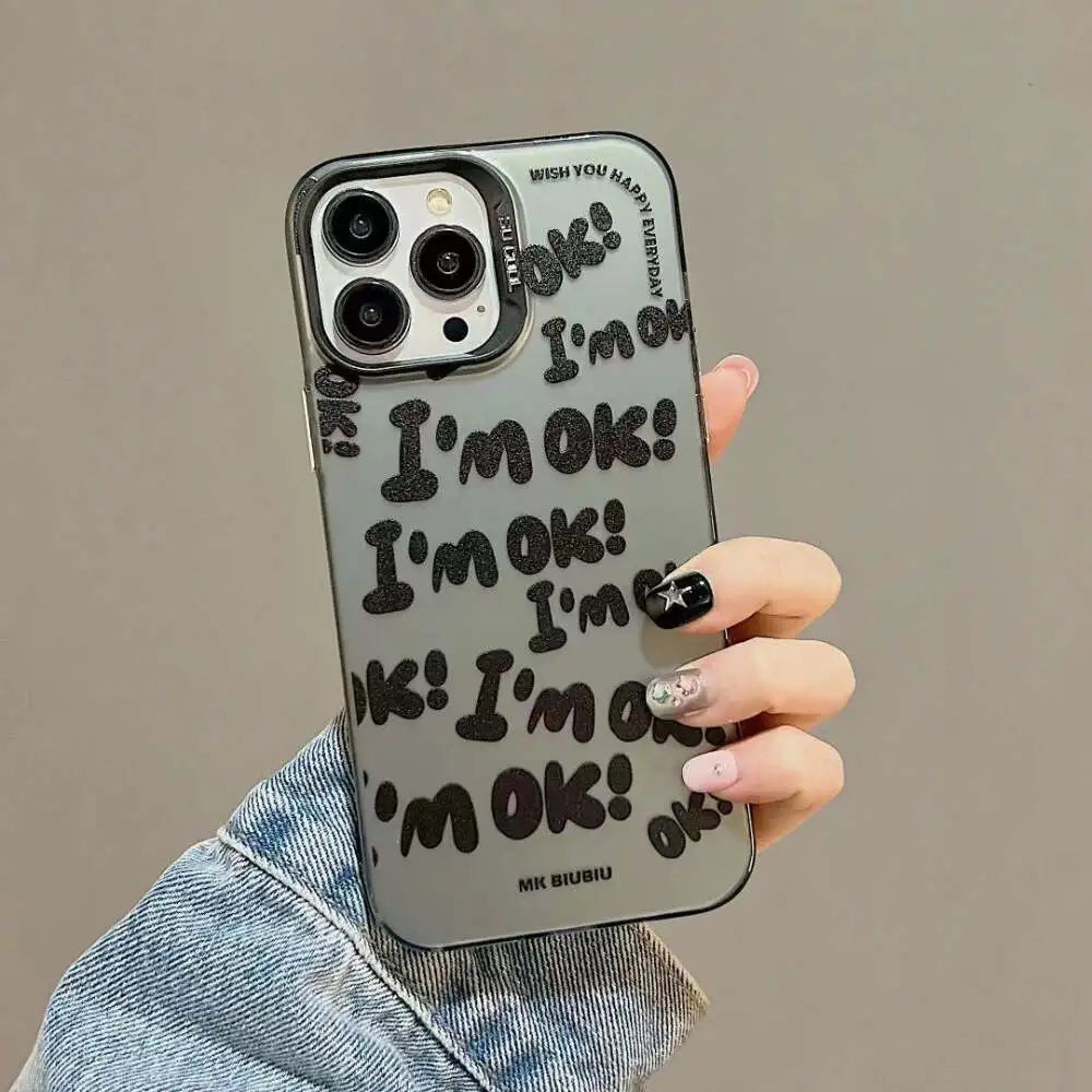 I Am Okay Shockproof Holographic Case