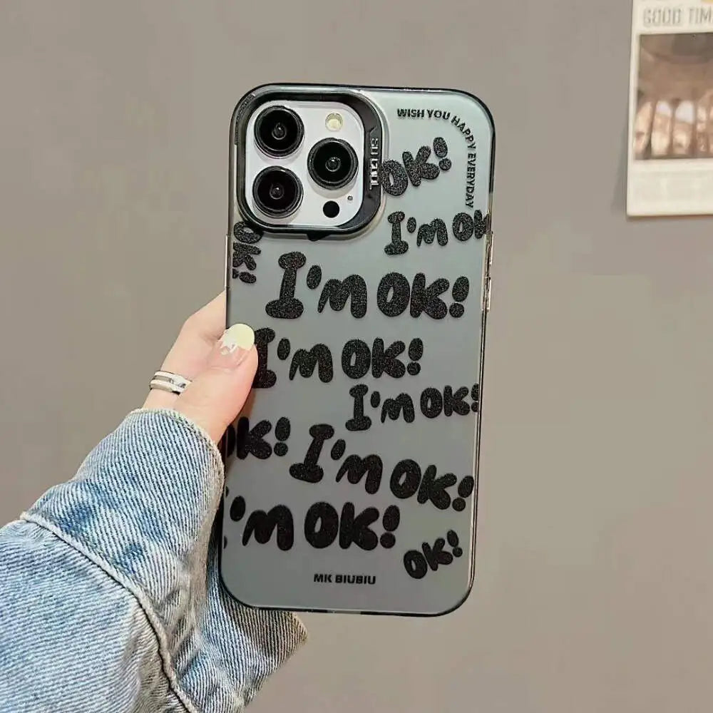 I Am Okay Shockproof Holographic Case
